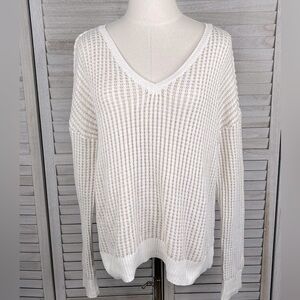 MARLED (by Reunited Clothing) V Neck Sweater White/Gold Metallic-Large
